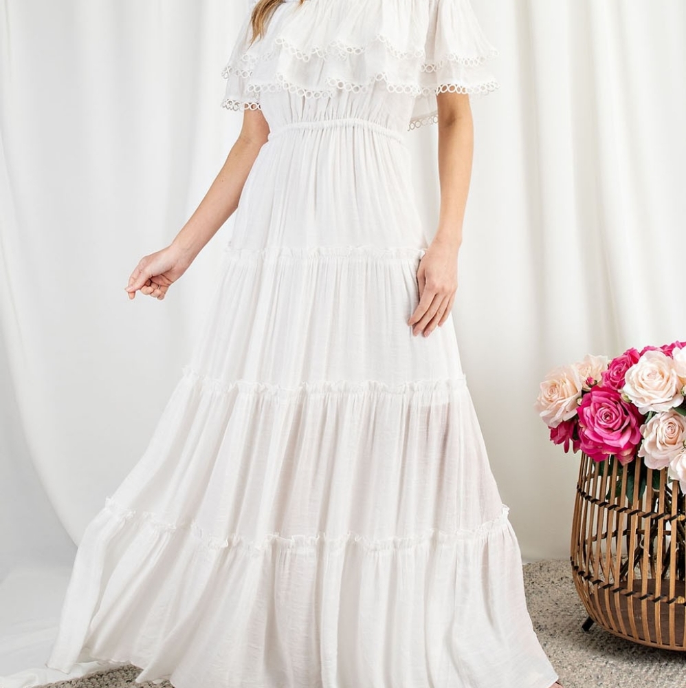OFF THE SHOULDER RUFF MAXI DRESS - Picture 3 of 12